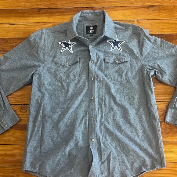 NFL Dallas Cowboys x Darius Rucker Pearl Snap Button Up Shirt Gray Men's Size L - Picture 1 of 8